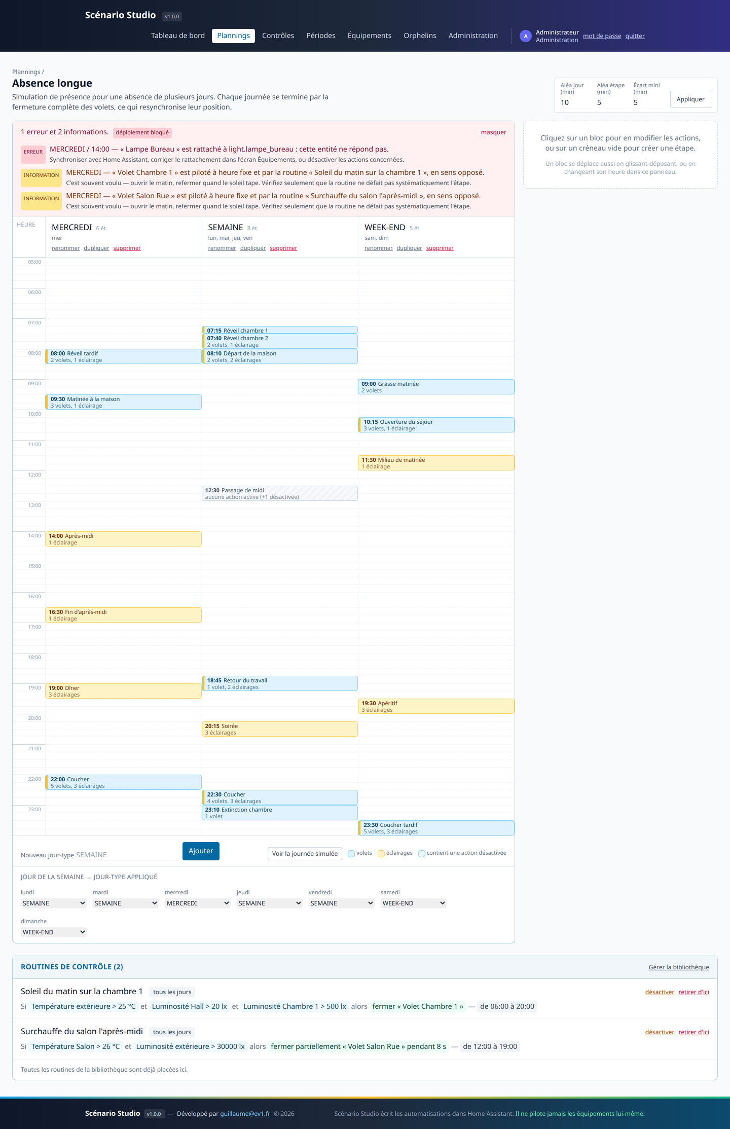 L'éditeur de planning